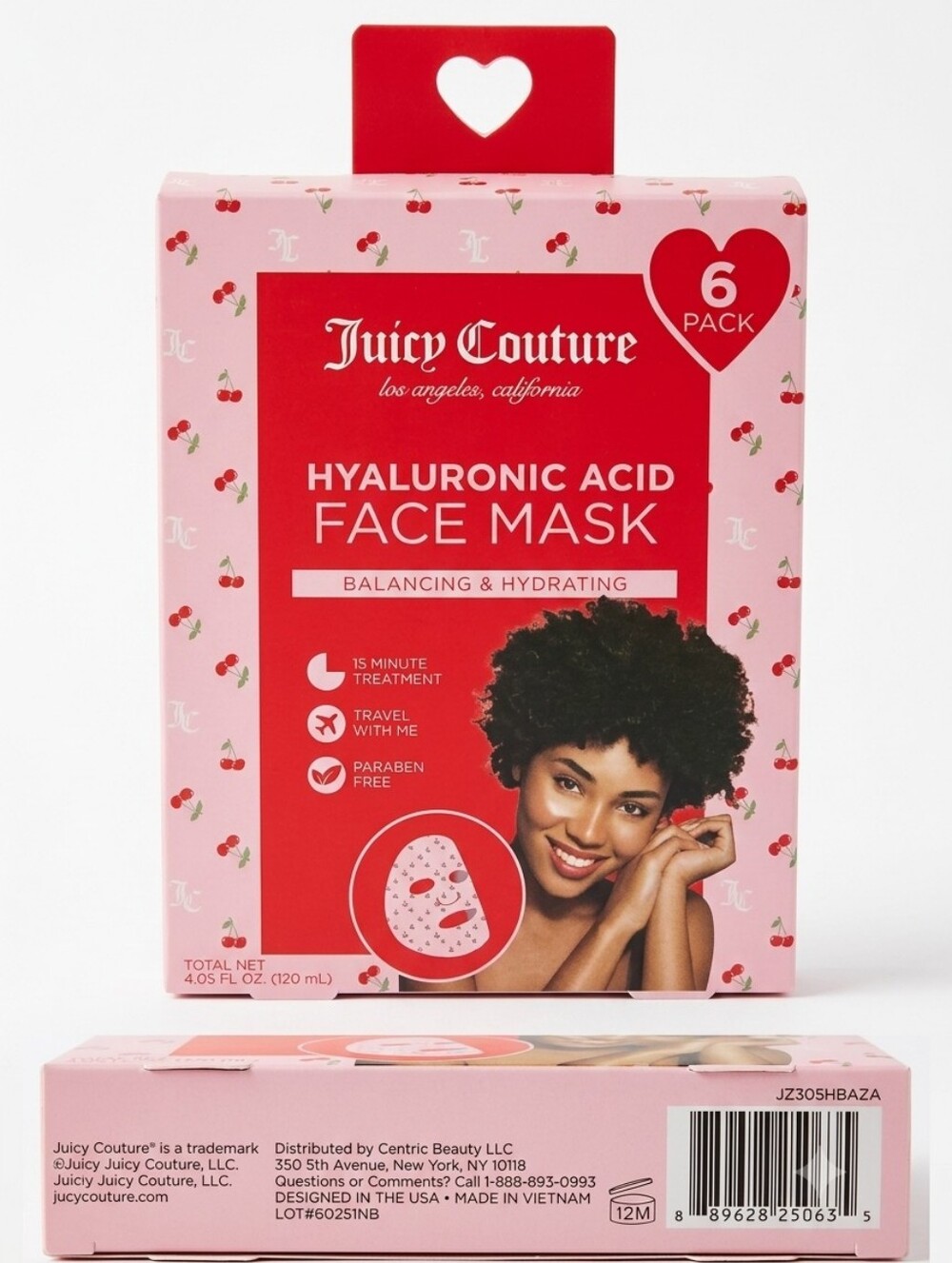 Juicy Couture Red and Pink Hyaluronic Acid Face Mask - 6 Pack